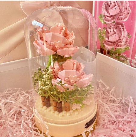 DIY 3D Block | Lego Block Flower Music Box (Pink/Red)