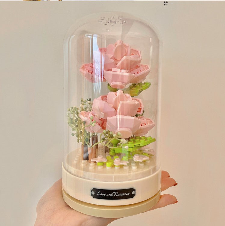 DIY 3D Block | Lego Block Flower Music Box (Pink/Red)
