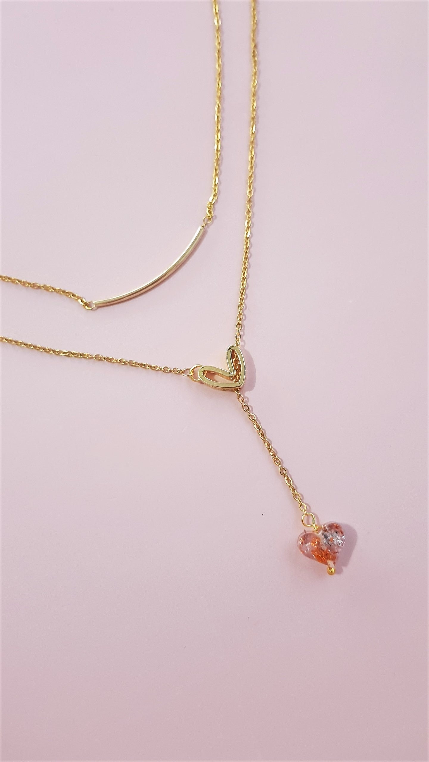 Multi layer Mini Love Lariat | Handmade Multi Layer Resin Necklace