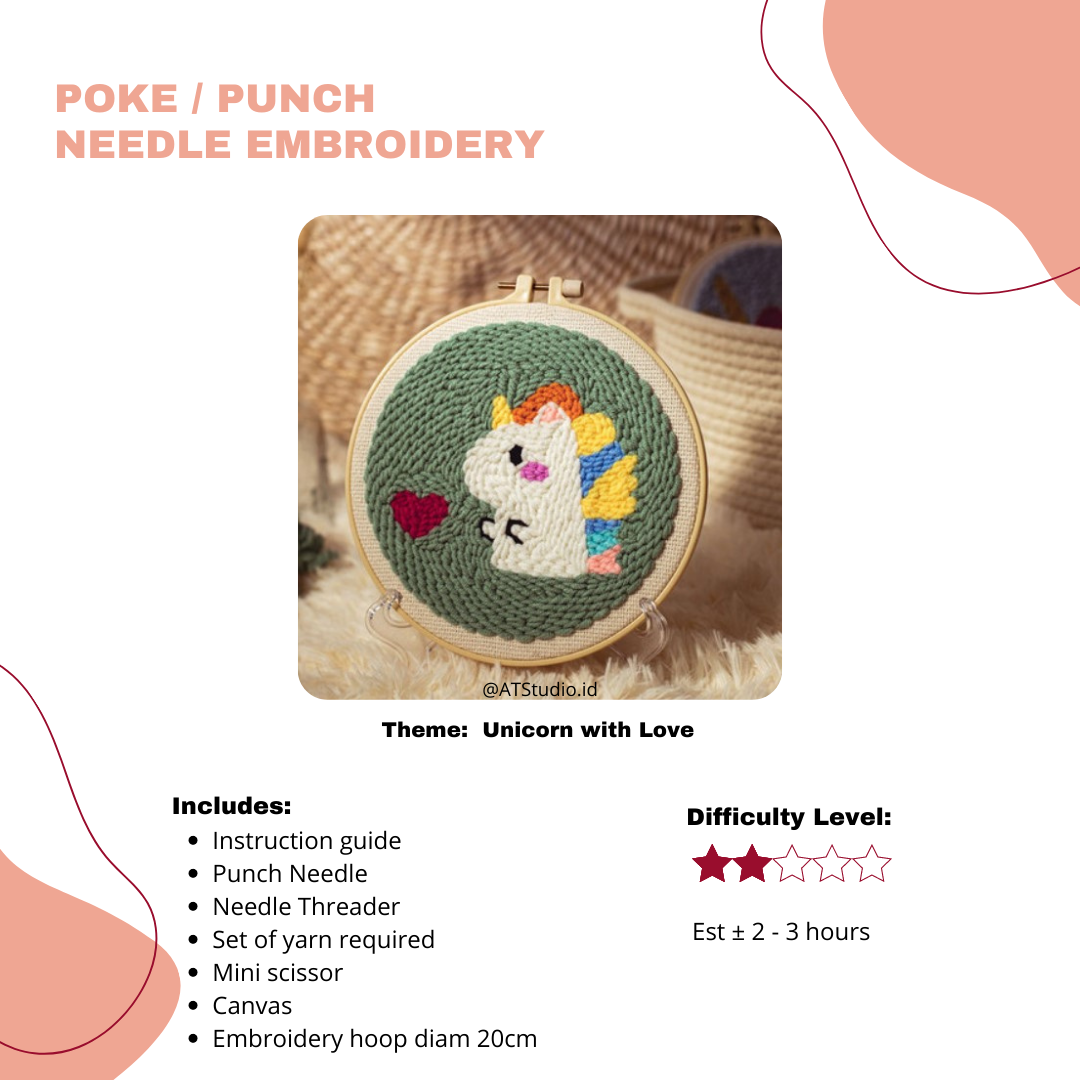 DIY Punch Embroidery Diam 20cm (est.1.5-3hr)