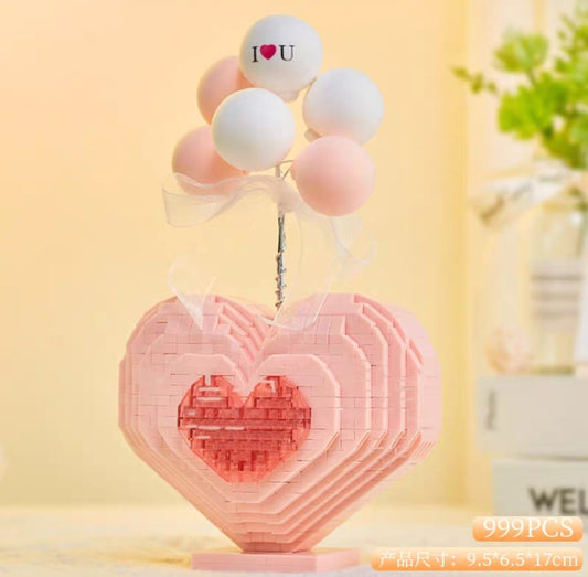 DIY Nanoblock | Lego Pink Heart With Ballon 999pcs